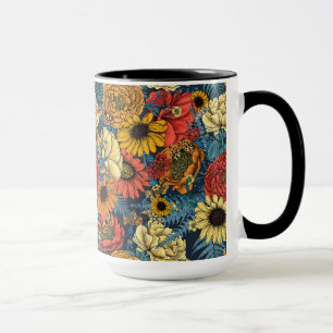 Blommor-, ro, ponnyer, daisy, fauna mugg