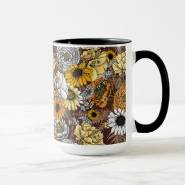 Blommor-, ro, ponnyer, daisy, fauna mugg