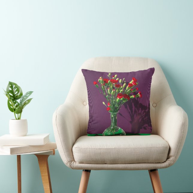 Blommor | Röd Nejlikebukett Kudde (Stol)