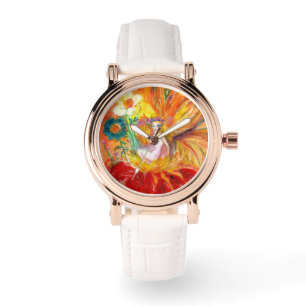 BLOMMOR, RödFantasi, RödGult Fantasy Armbandsur