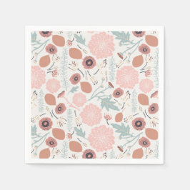 Blommor Rosa Blå Botanisk Pappersservett