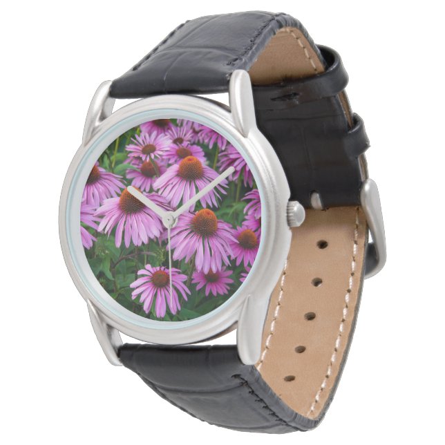 Blommor | Rosa Coneflower Garden Armbandsur (Vinklad)