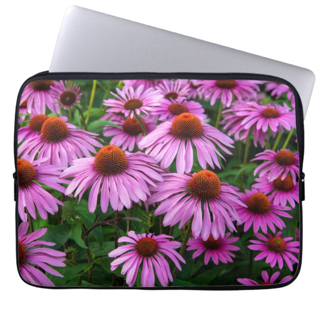 Blommor | Rosa Coneflower Garden Laptop Fodral (Framsidan)