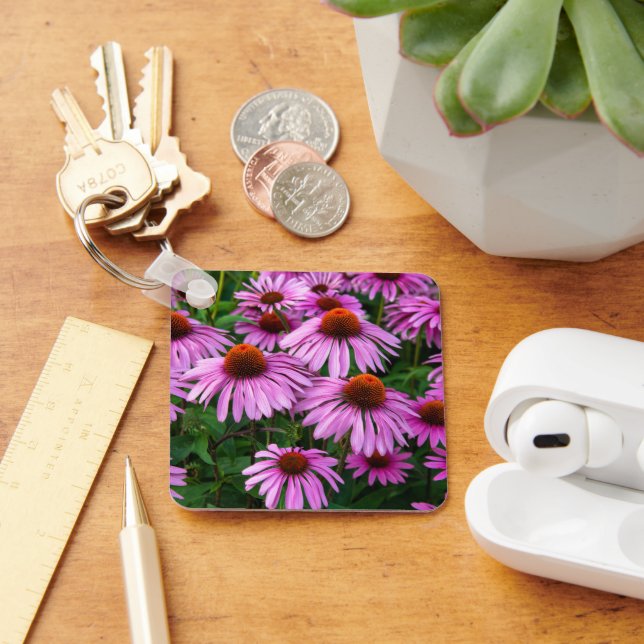 Blommor | Rosa Coneflower Garden Nyckelring (Skrivbord)