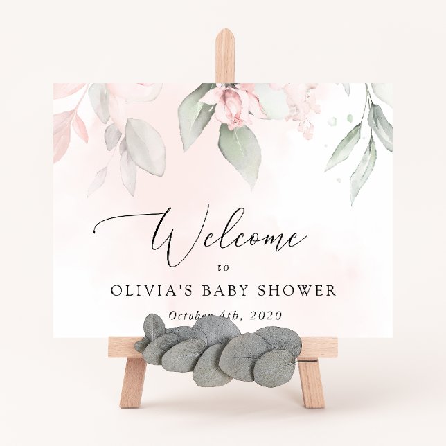  blommor, Rosa Flowers, Baby Shower Welcome Poster (Skapare uppladdad)
