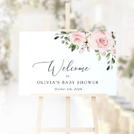  blommor, Rosa Flowers, Baby Shower Welcome Poster