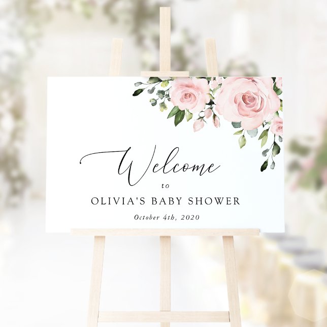  blommor, Rosa Flowers, Baby Shower Welcome Poster (Skapare uppladdad)