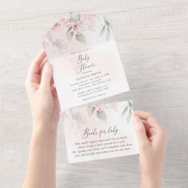  blommor, Rosa Flowers, Boho, Baby Shower (Avrivbar del)