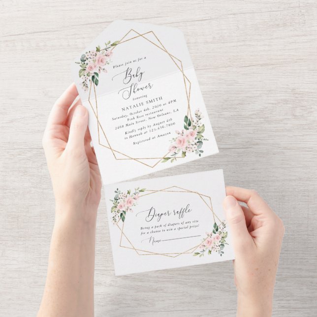  blommor, Rosa Flowers, Boho, Baby Shower (Avrivbar del)
