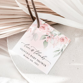 blommor, Rosa Flowers, Boho, Baby Shower Gåvor Etiketter