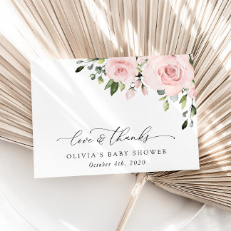 blommor, Rosa Flowers, Boho, Baby Shower Tack Kort