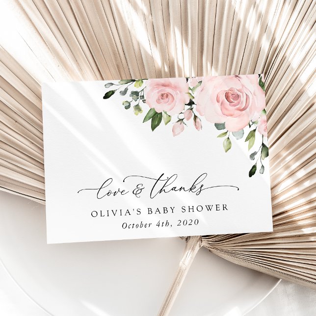  blommor, Rosa Flowers, Boho, Baby Shower Tack Kort (Skapare uppladdad)