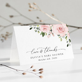  blommor, Rosa Flowers, Boho, Baby Shower Tack Kort