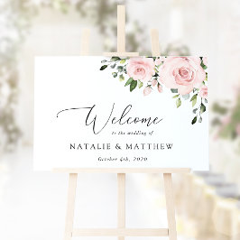  blommor, Rosa Flowers, Boho, Bröllop Välkommen Poster