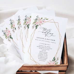 blommor, Rosa Flowers, Boho, Bröllopsprogram