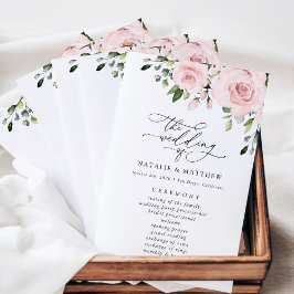  blommor, Rosa Flowers, Boho, Bröllopsprogram