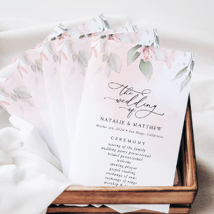 blommor, Rosa Flowers, Boho, Bröllopsprogram