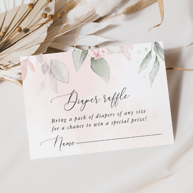  blommor, Rosa Flowers, Boho, Diaper Raffle Tilläggskort (Skapare uppladdad)