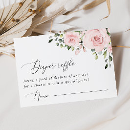  blommor, Rosa Flowers, Boho, Diaper Raffle Tilläggskort