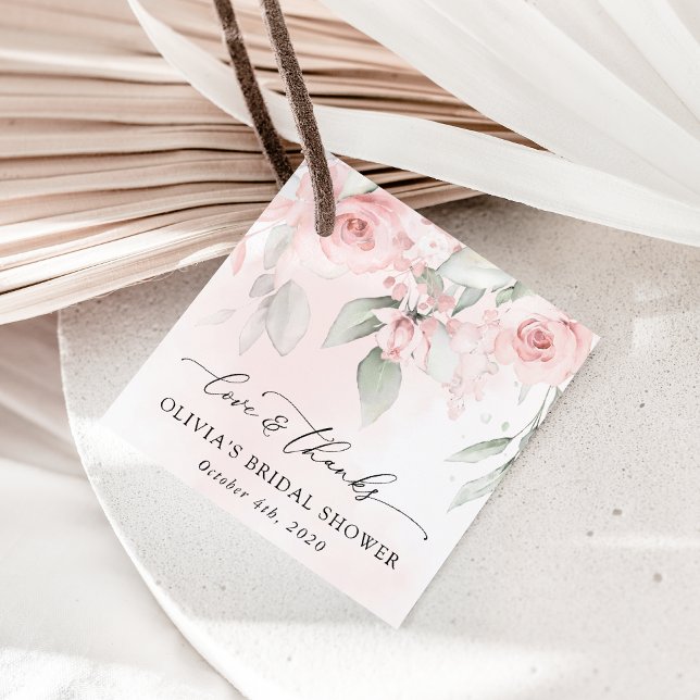  blommor, Rosa Flowers, Boho, Möhippa Gåvor Etiketter (Skapare uppladdad)