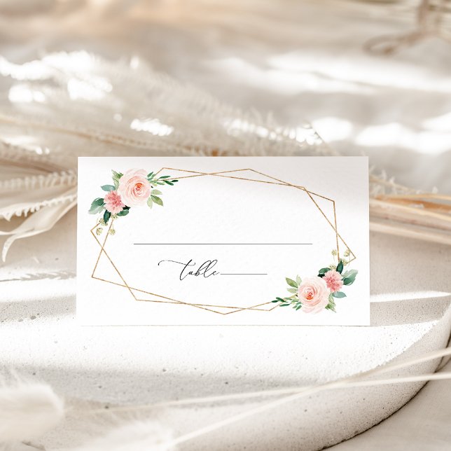  blommor, Rosa Flowers, Boho, Möhippa Placeringskort (Skapare uppladdad)