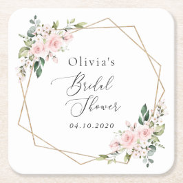  blommor, Rosa Flowers, Boho, Möhippa Underlägg Papper Kvadrat