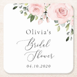  blommor, Rosa Flowers, Boho, Möhippa Underlägg Papper Kvadrat