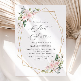 blommor, Rosa Flowers, Boho, Sweet 16 Inbjudningar