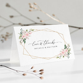  blommor, Rosa Flowers, Greenery, Bröllop Tack Kort