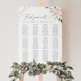  blommor, Rosa Flowers, sätesdiagram för Bröllop Poster