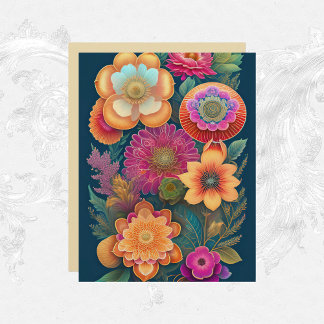 Blommor Rosa Orange Färgfläckbok Papper