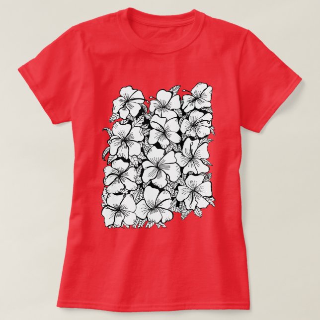 Blommor Rosa Red T Shirt (Design framsida)