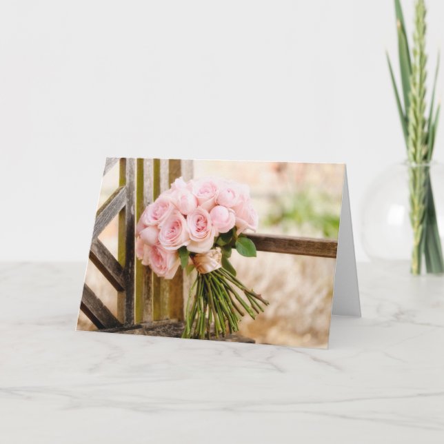 Blommor | Rosa ros Bouquet Kort (Framsida)