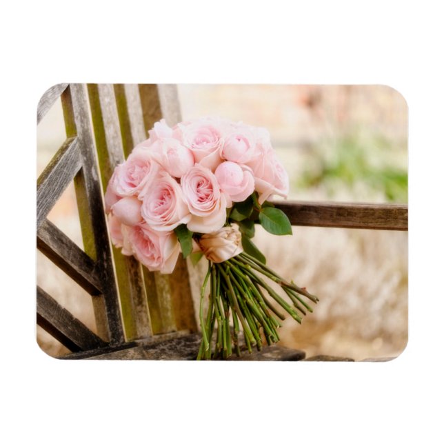 Blommor | Rosa ros Bouquet Magnet (Horisontell)