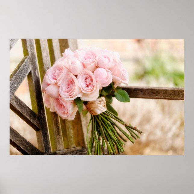 Blommor | Rosa ros Bouquet Poster (Framsidan)