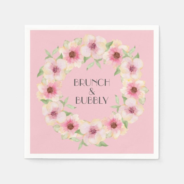  blommor, Rosa, vattenfärg Pappersservett (Framsidan)