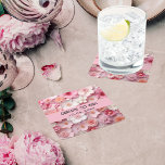 Blommor rosa vit namn födelsedagsfest underlägg papper kvadrat<br><div class="desc">En rosa och vit blomma mönster. Anpassa och lägg till namn och datum.</div>