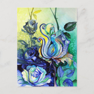 Blommor Rosor Fantasi Akvarellmålning Vykort