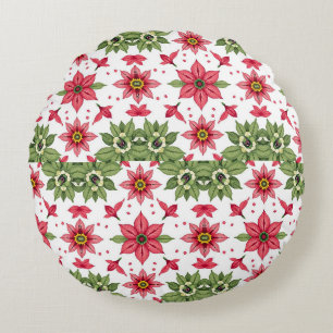 blommor rund kudde