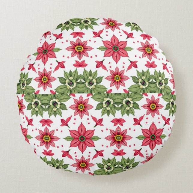 blommor rund kudde (Framsidan)
