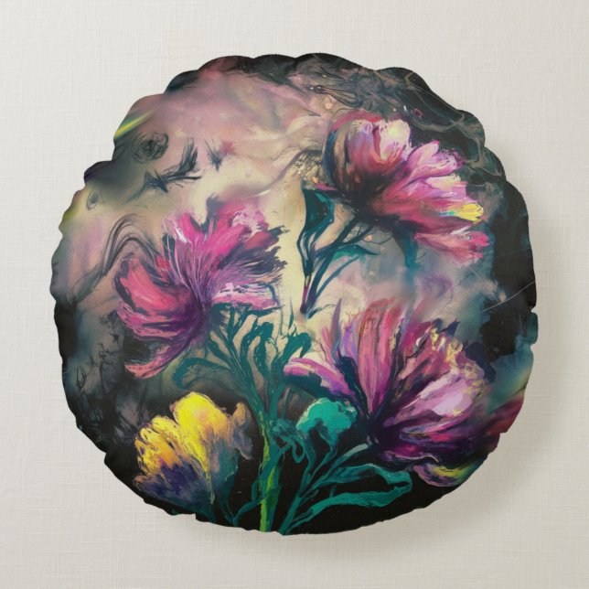 Blommor Rund Kudde (Framsidan)