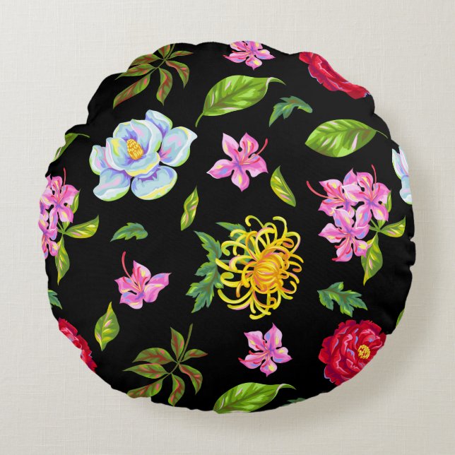 Blommor Rund Kudde (Framsidan)