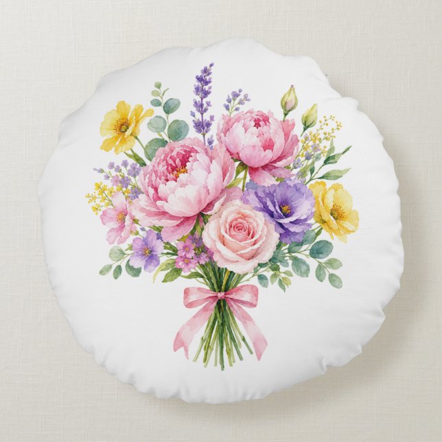 Blommor Rund Kudde (Baksidan)