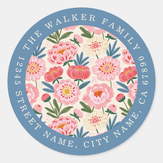 Blommor Runda Klistermärken (Framsida)