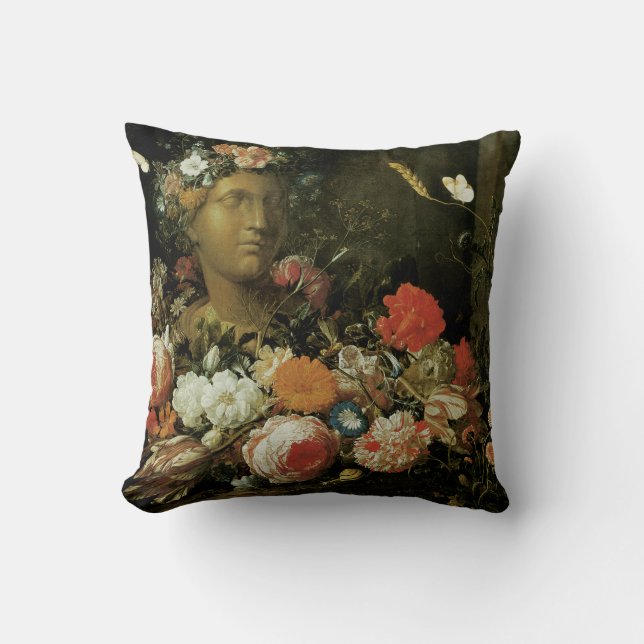 Blommor runt en klassisk skorpa kudde (Framsida)