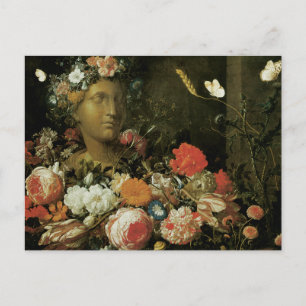 Blommor runt en klassisk skorpa vykort