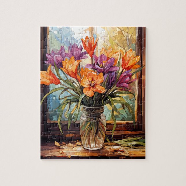 Blommor Saffron Crocus Puzzle 110 Pcs. 8" x 10" Pussel (Vertikal)