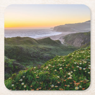Blommor Santa Cruz California Underlägg Papper Kvadrat