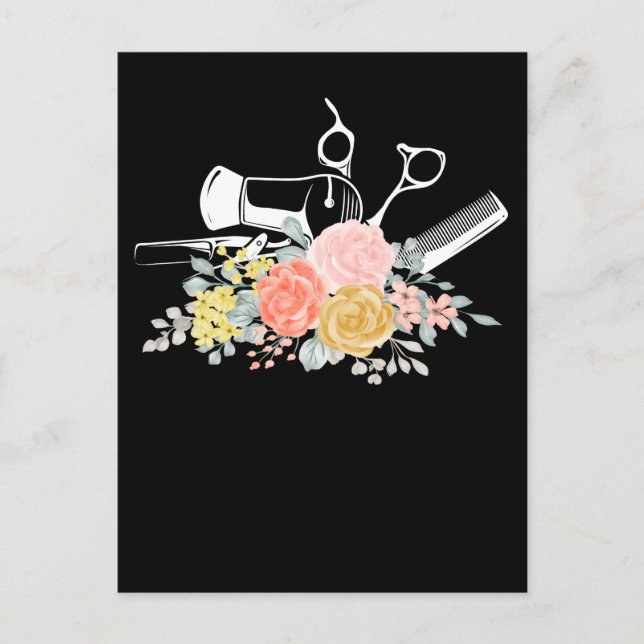 Blommor Sax Kvinnor Frisör Frisör Vykort (Framsida)