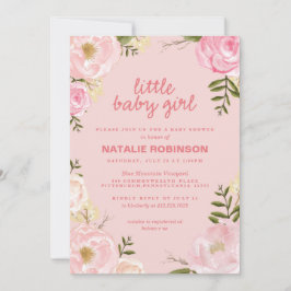 Blommor, små flicka-babyduschinbjudningar inbjudningar